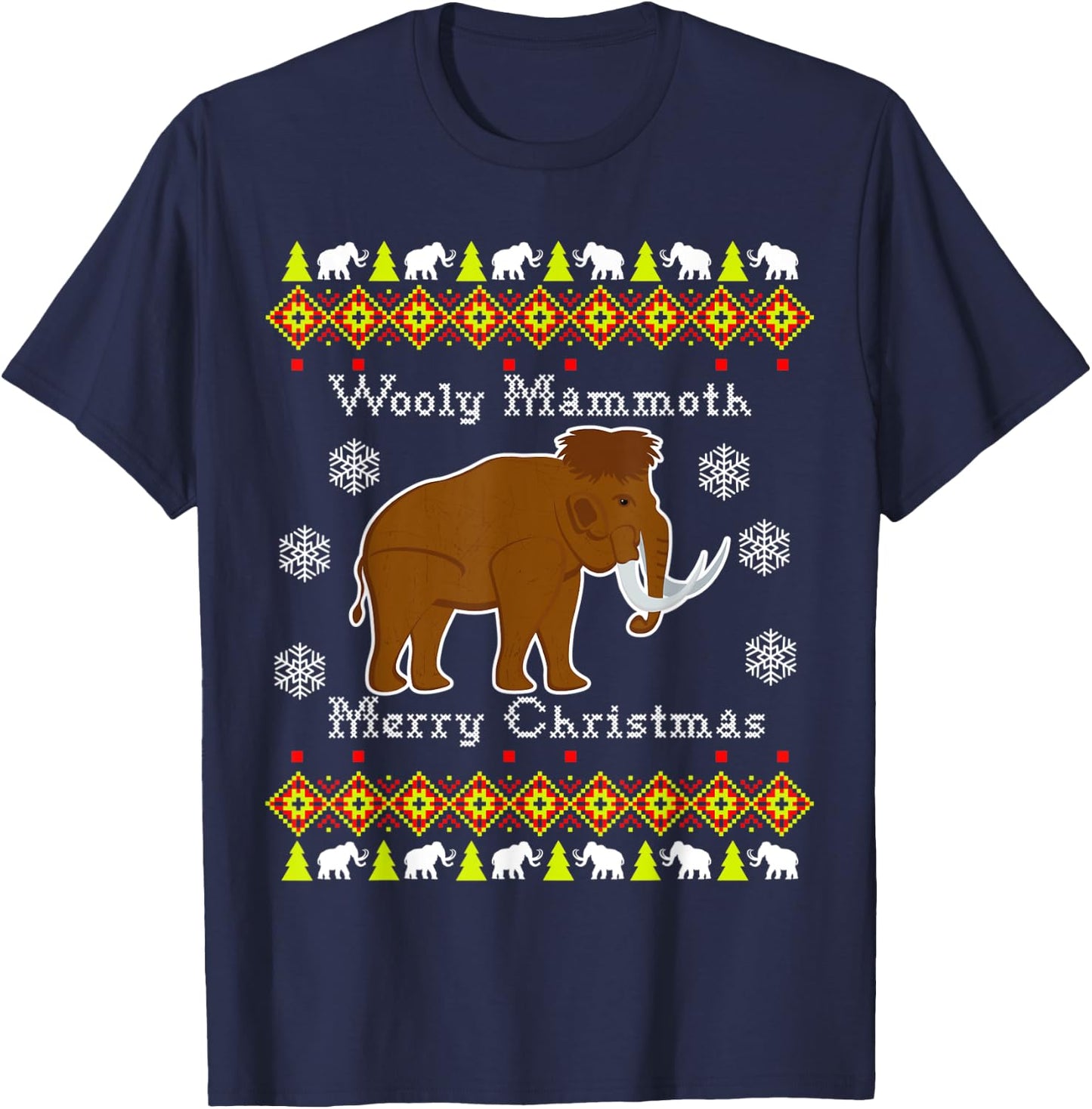 Wooly Mammoth Ugly Christmas T-Shirt - T-Shirt | Navy