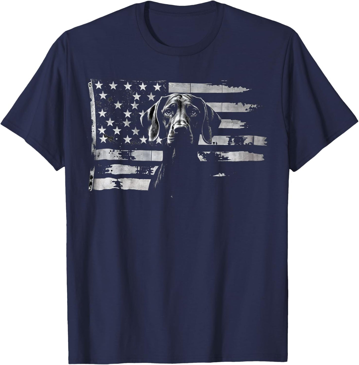 Patriotic German Shorthaired Pointer American Flag GSP Dog T-Shirt - T-Shirt | Navy