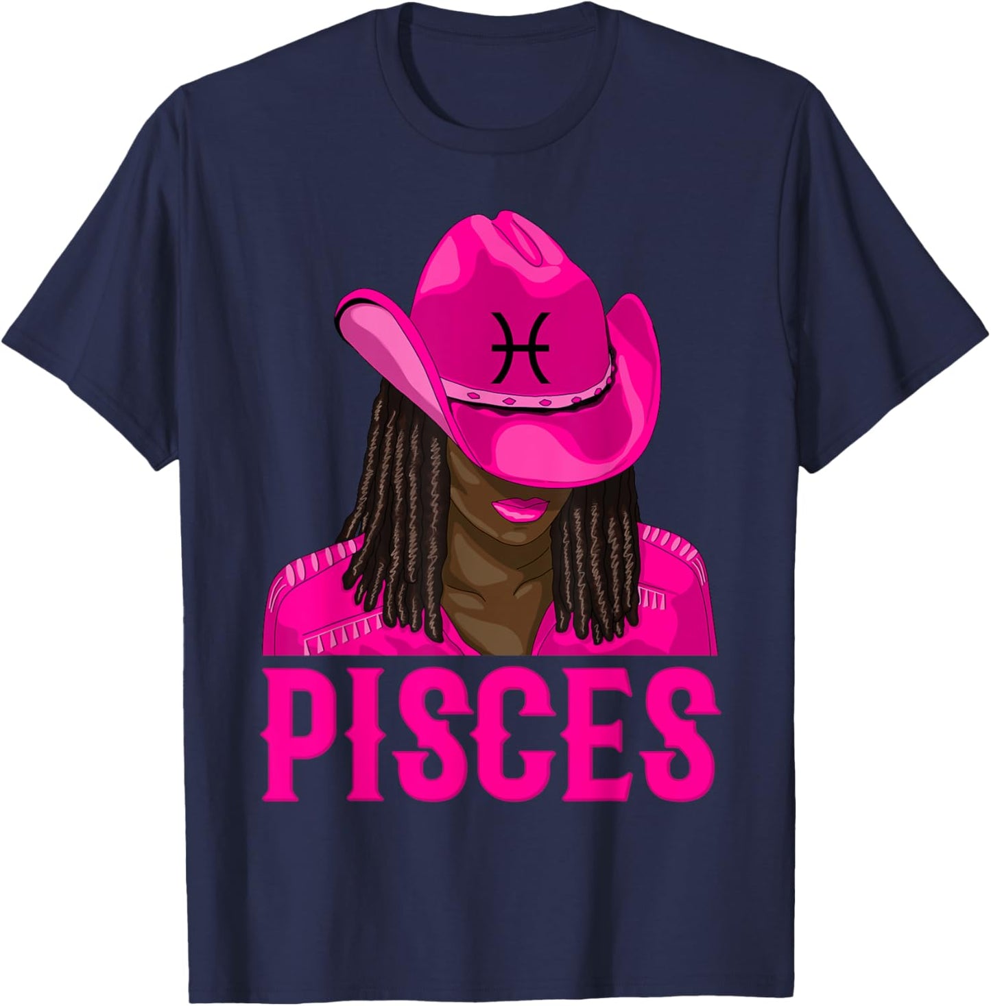 Pisces Western Cowgirl African American Black Women T-Shirt - T-Shirt | Navy