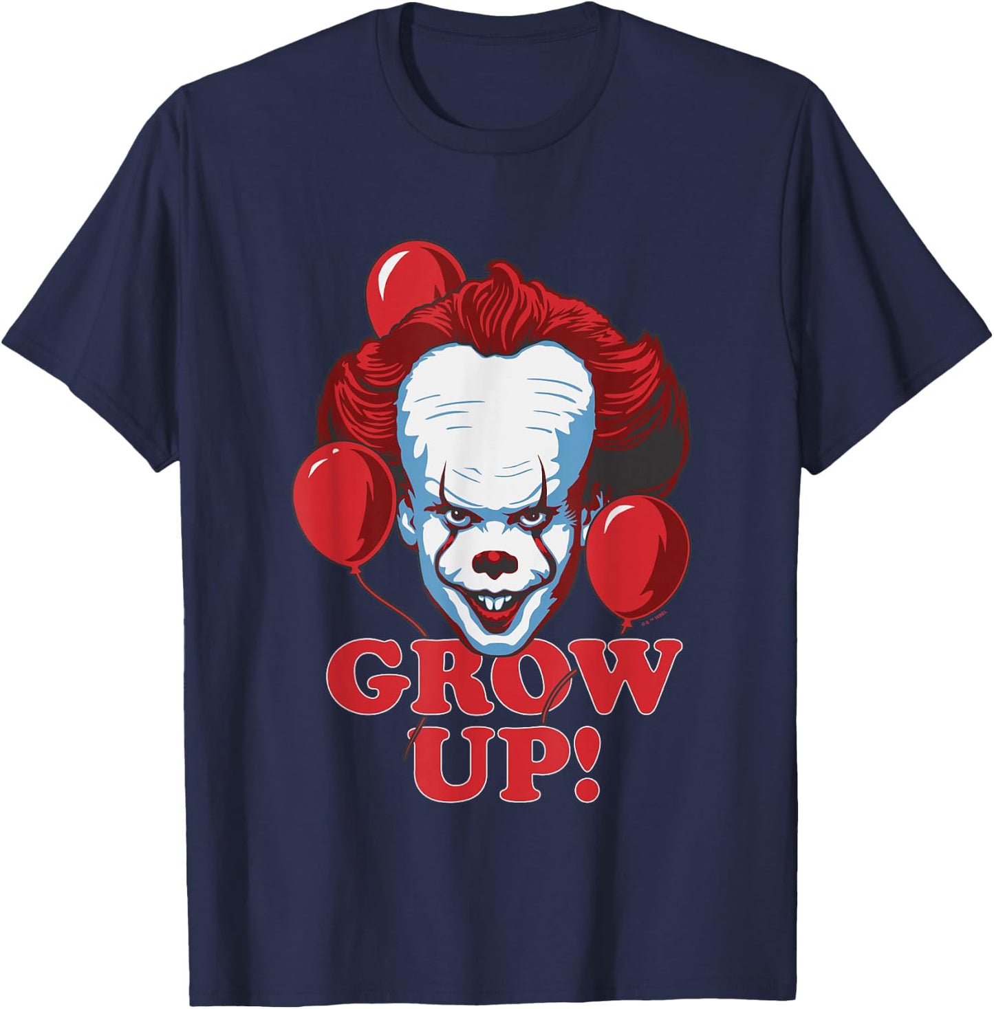 IT: Chapter Two Pennywise Grow Up! Red Balloons Chest Logo T-Shirt - T-Shirt | Navy