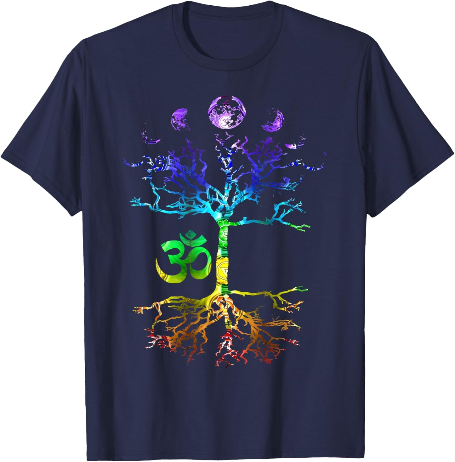 Phases of The Moon Tree of Life Om Chakra Gift Small T-Shirt - T-Shirt | Navy