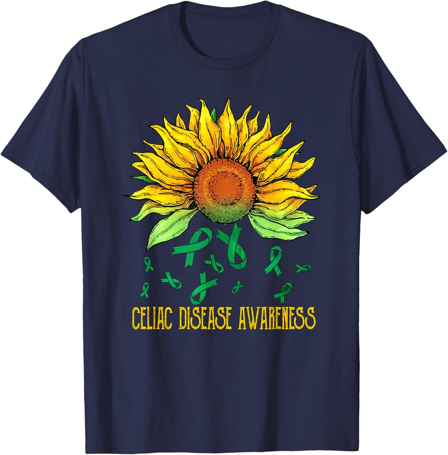 Celiac Disease Awareness Sunflower T-Shirt - T-Shirt | Navy