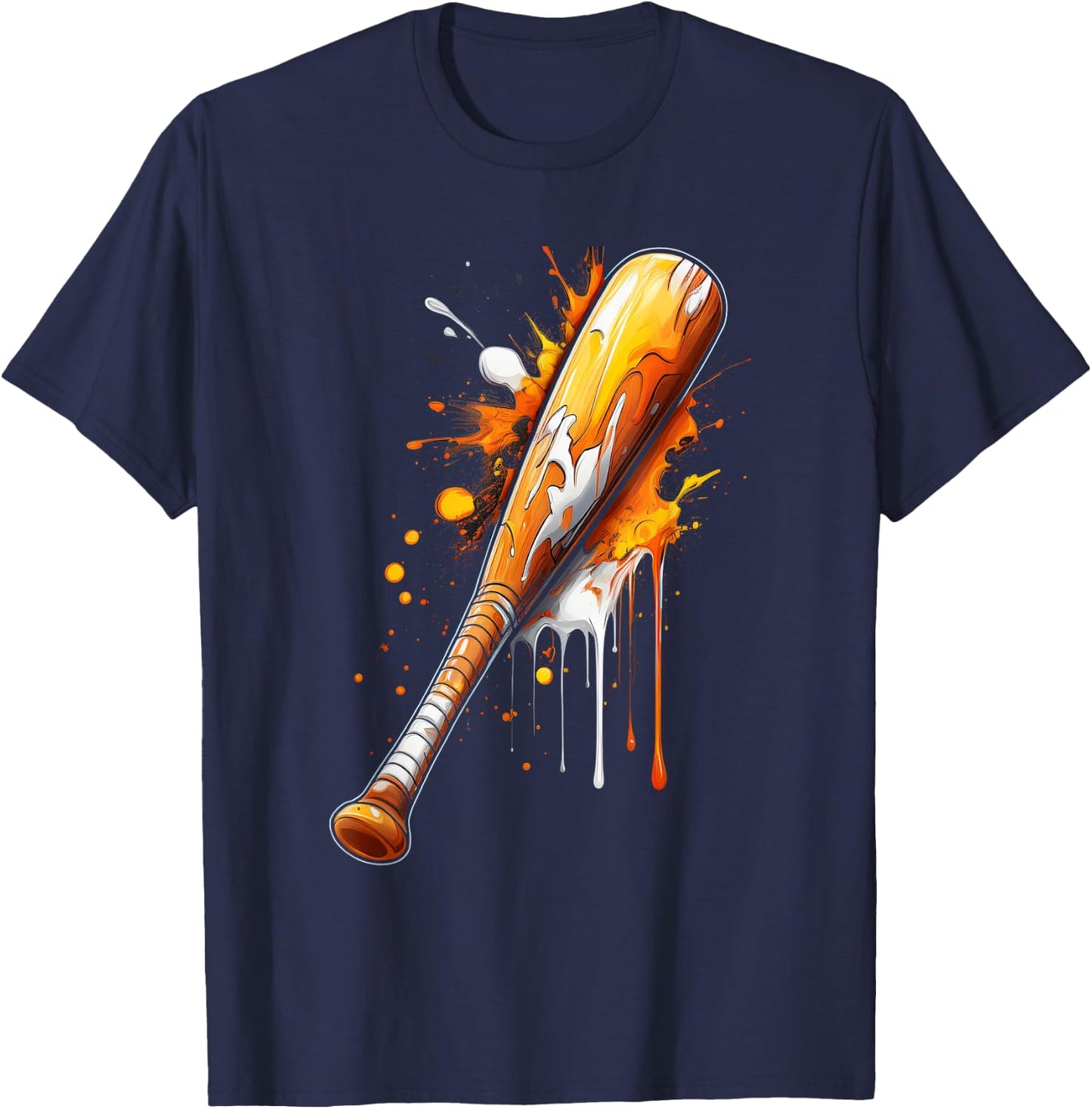 Boys Baseball, Baseball Drip For Boys Baseball Bat Dripping T-Shirt - T-Shirt | Navy