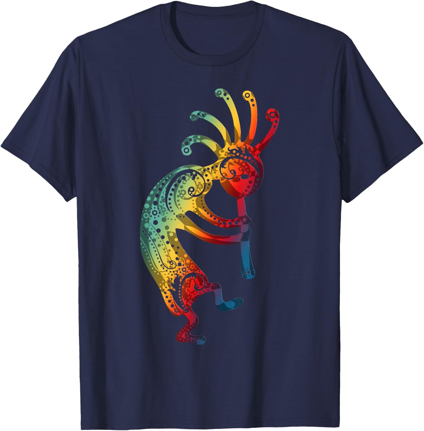 Native American Kokopelli with Ornaments Gradients T-Shirt - T-Shirt | Navy