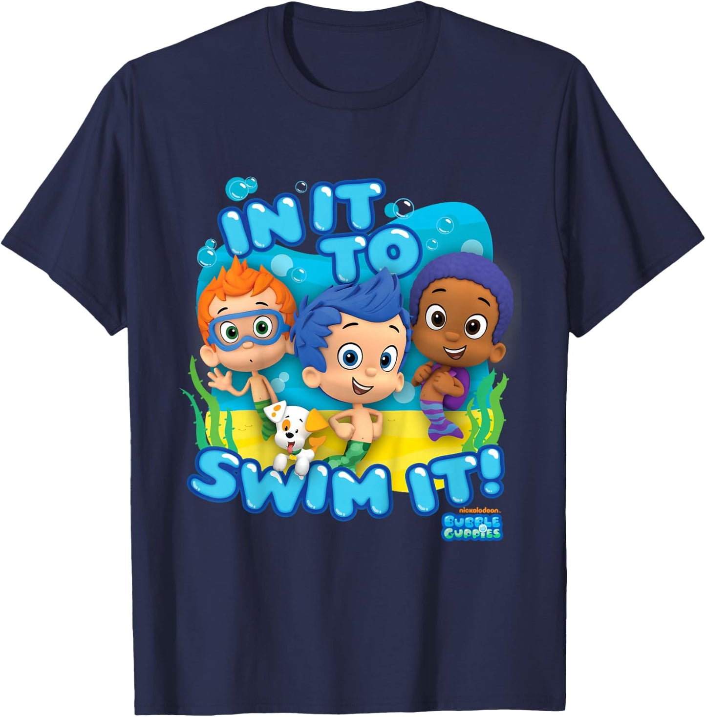 Kids Bubble Guppies in It to Swim It T-Shirt - T-Shirt | Navy