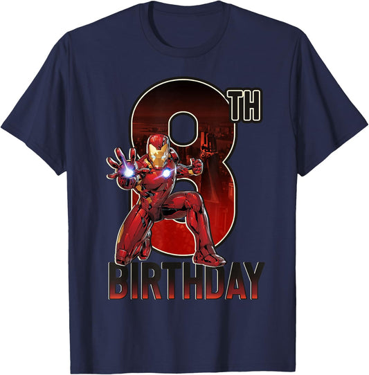 Marvel Iron Man 8th Birthday Action Pose Graphic T-Shirt - T-Shirt | Navy