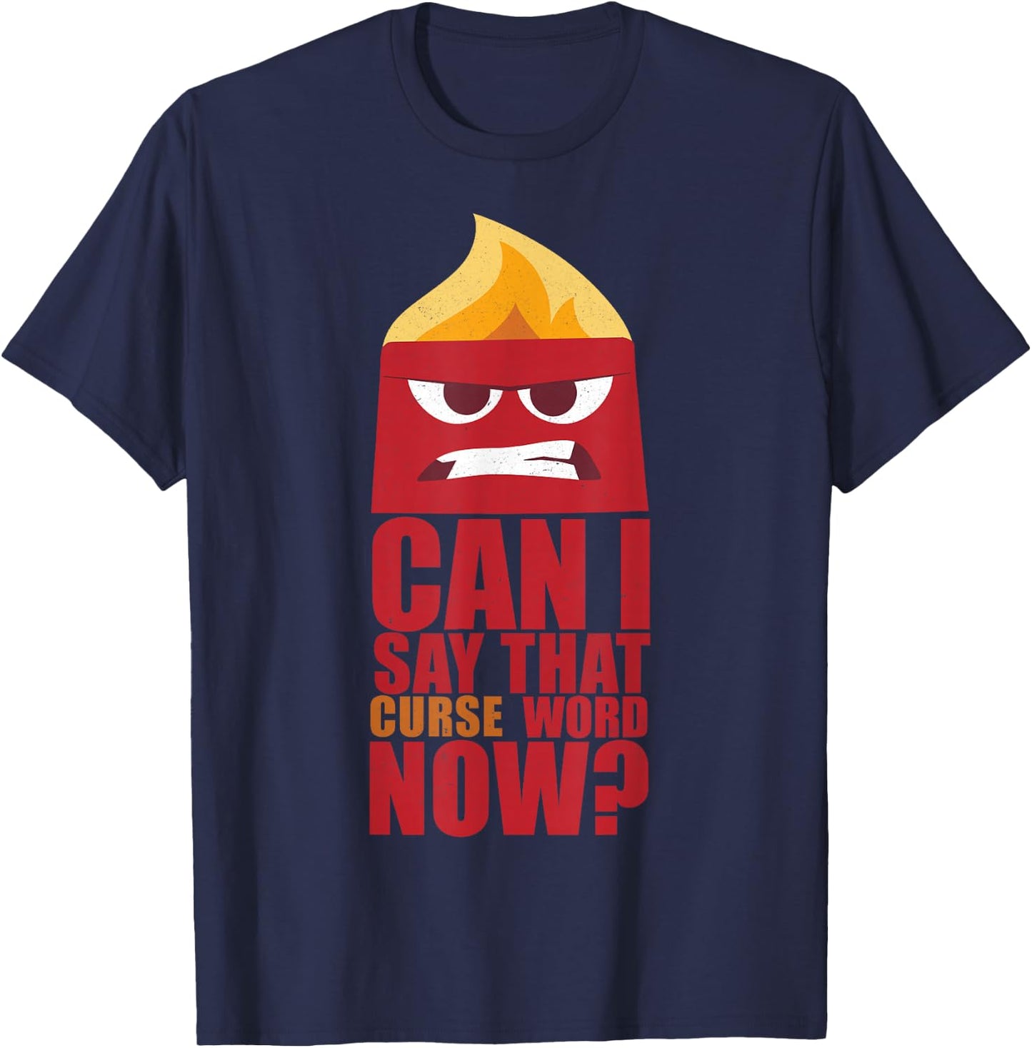Disney Pixar Inside Out Anger Curse Quote Graphic T-Shirt - T-Shirt | Navy