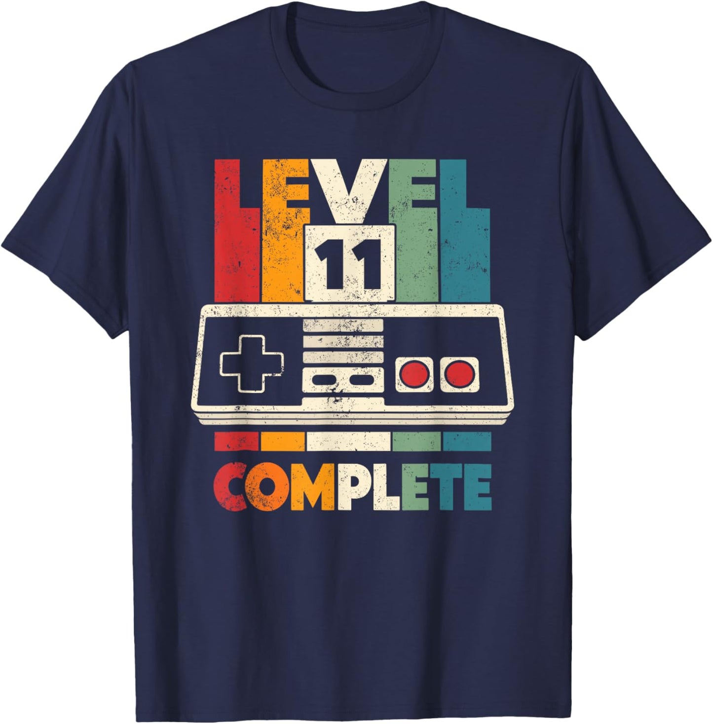 11th Wedding Anniversary Him Her Vintage Level 11 Complete T-Shirt - T-Shirt | Navy