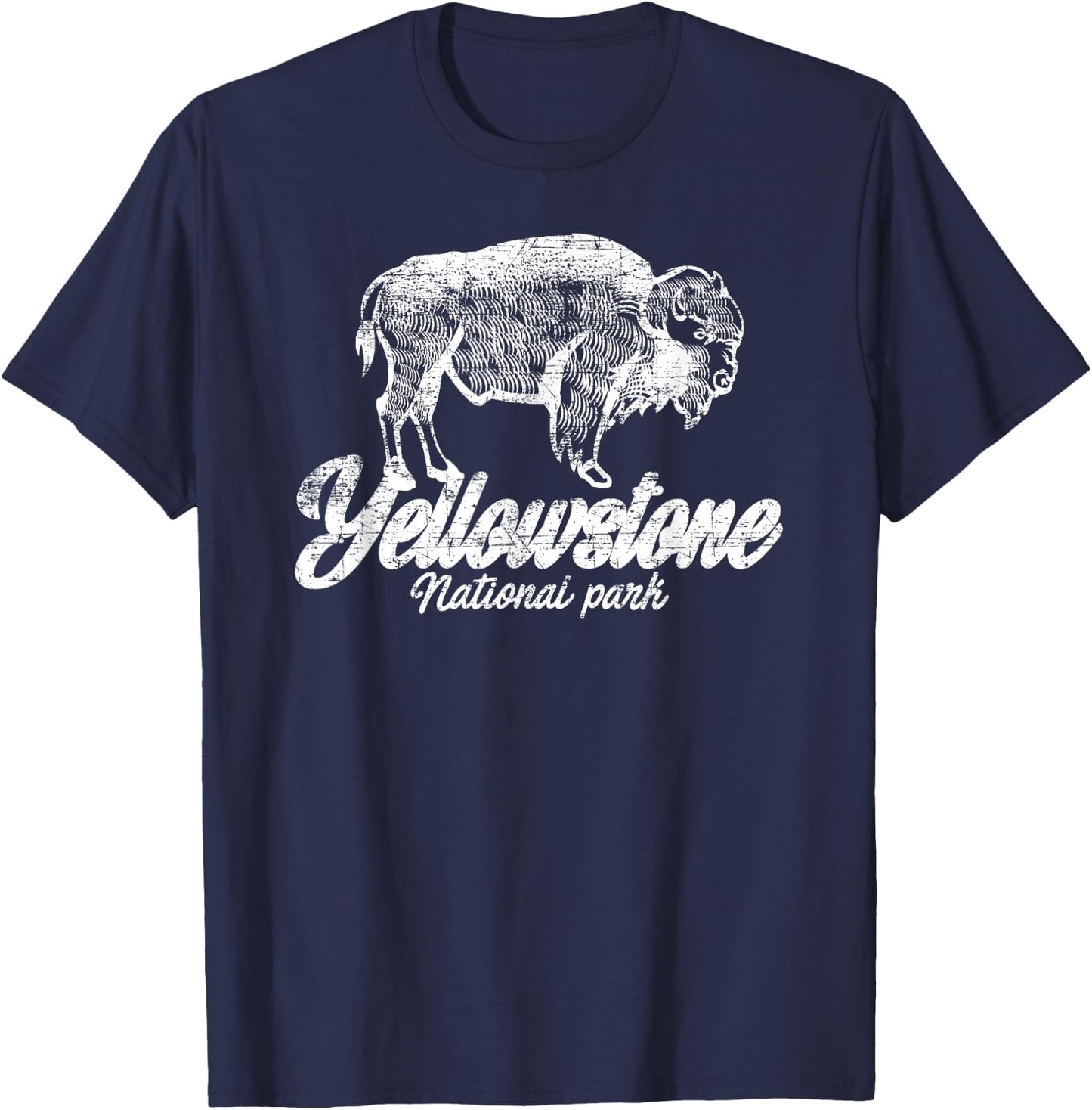 Yellowstone National Park US Bison Buffalo Gift T-Shirt - T-Shirt | Navy