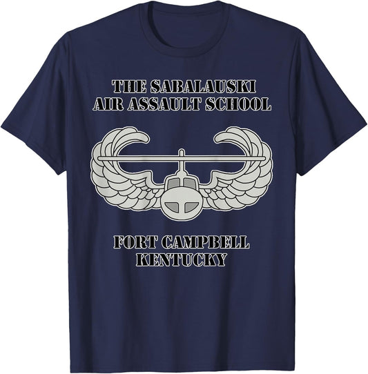 Sabalauski Air Assault School- Fort Campbell design on back T-Shirt - T-Shirt | Navy