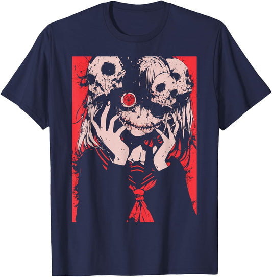 Horror Anime Manga | Japan Japanese Creepy Kawaii Goth T-Shirt - T-Shirt | Navy