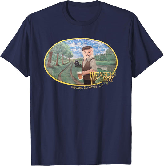 Weasel Boy Brewing Company Mural Art Relaxed Fit T-Shirt - T-Shirt | Navy