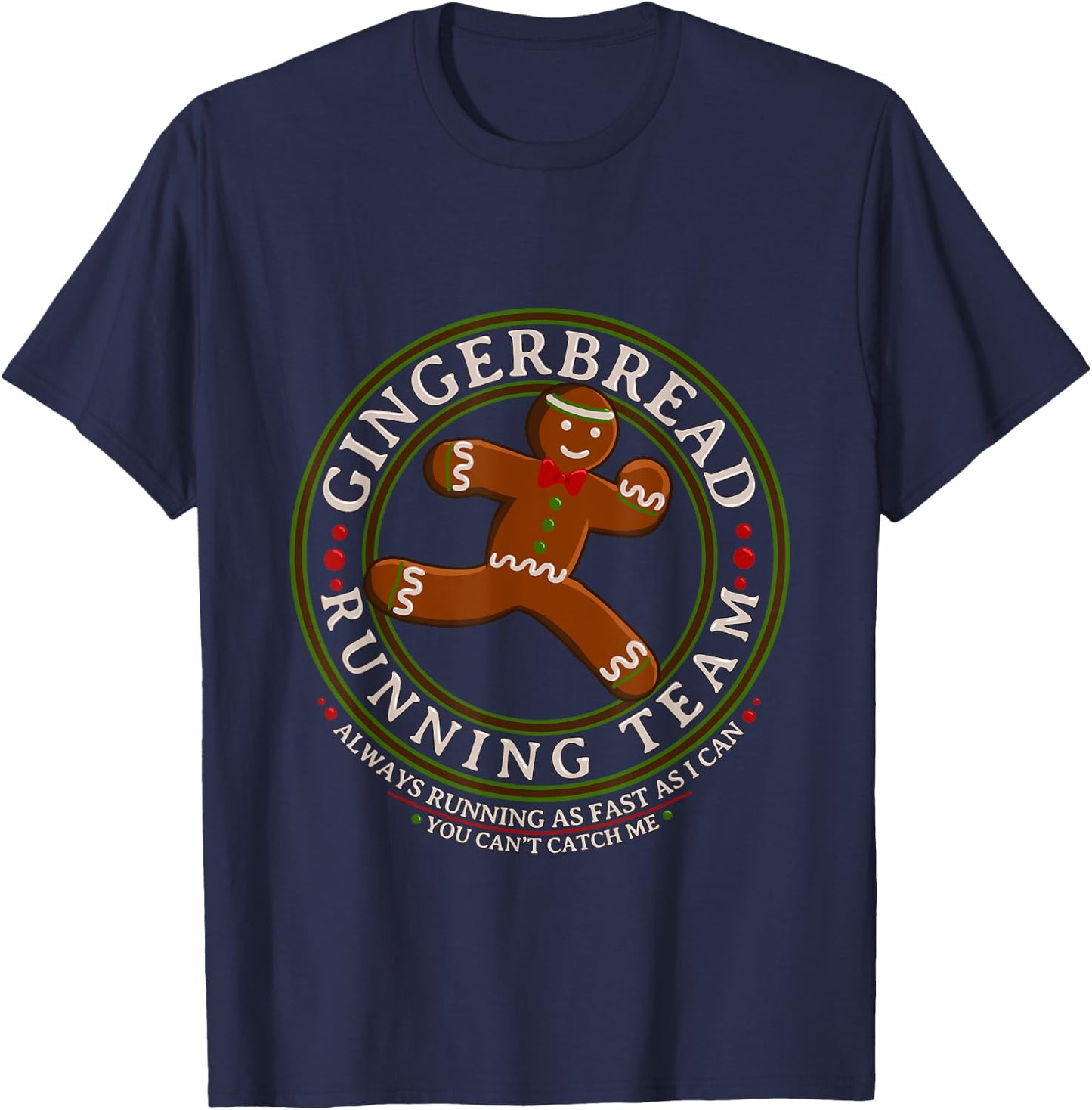 Christmas Gingerbread Running Team T-Shirt - T-Shirt | Navy