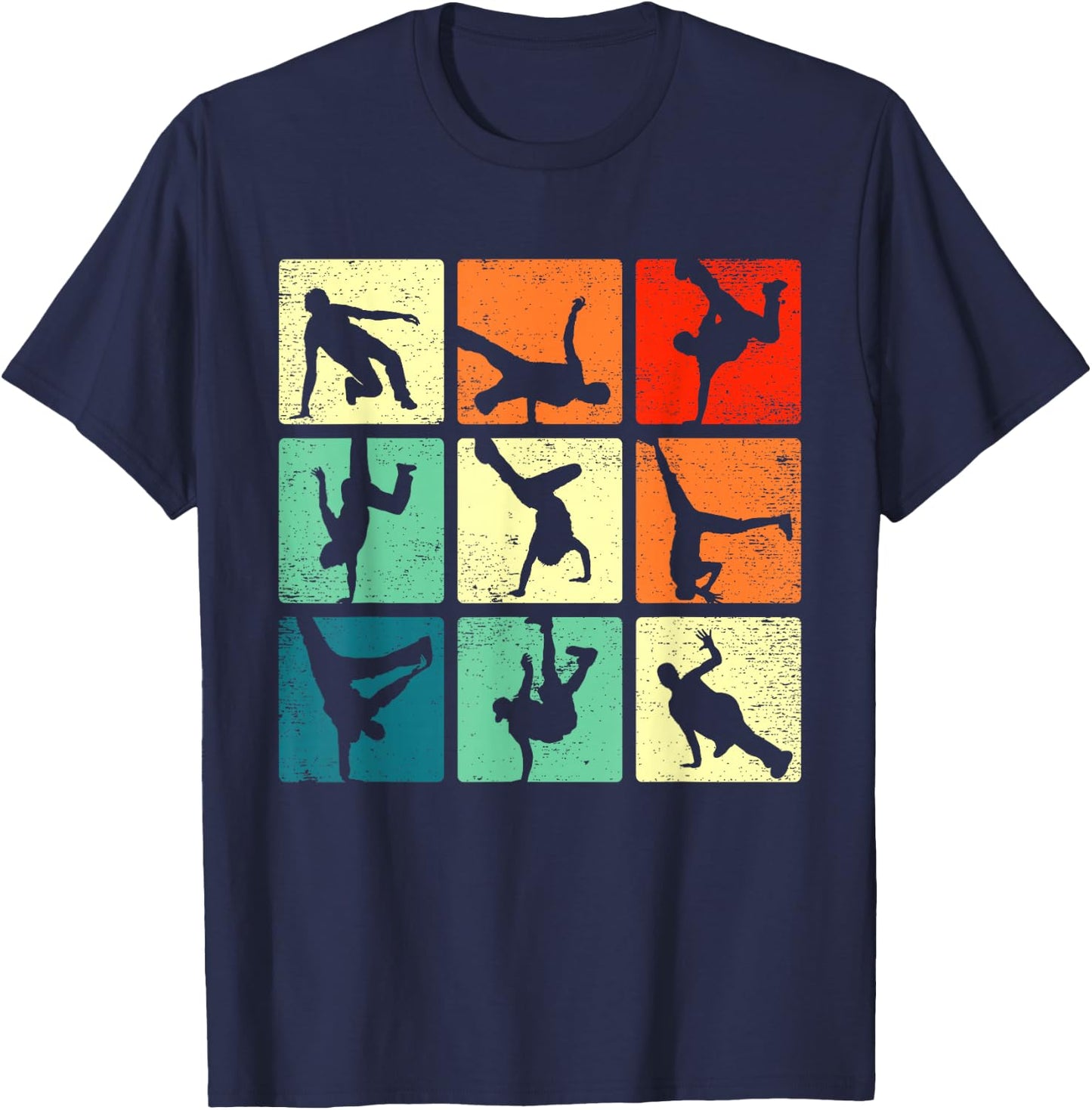 Break Dancing Shirt Bboy Poses Retro Vintage Hip Hop Gift T-Shirt - T-Shirt | Navy