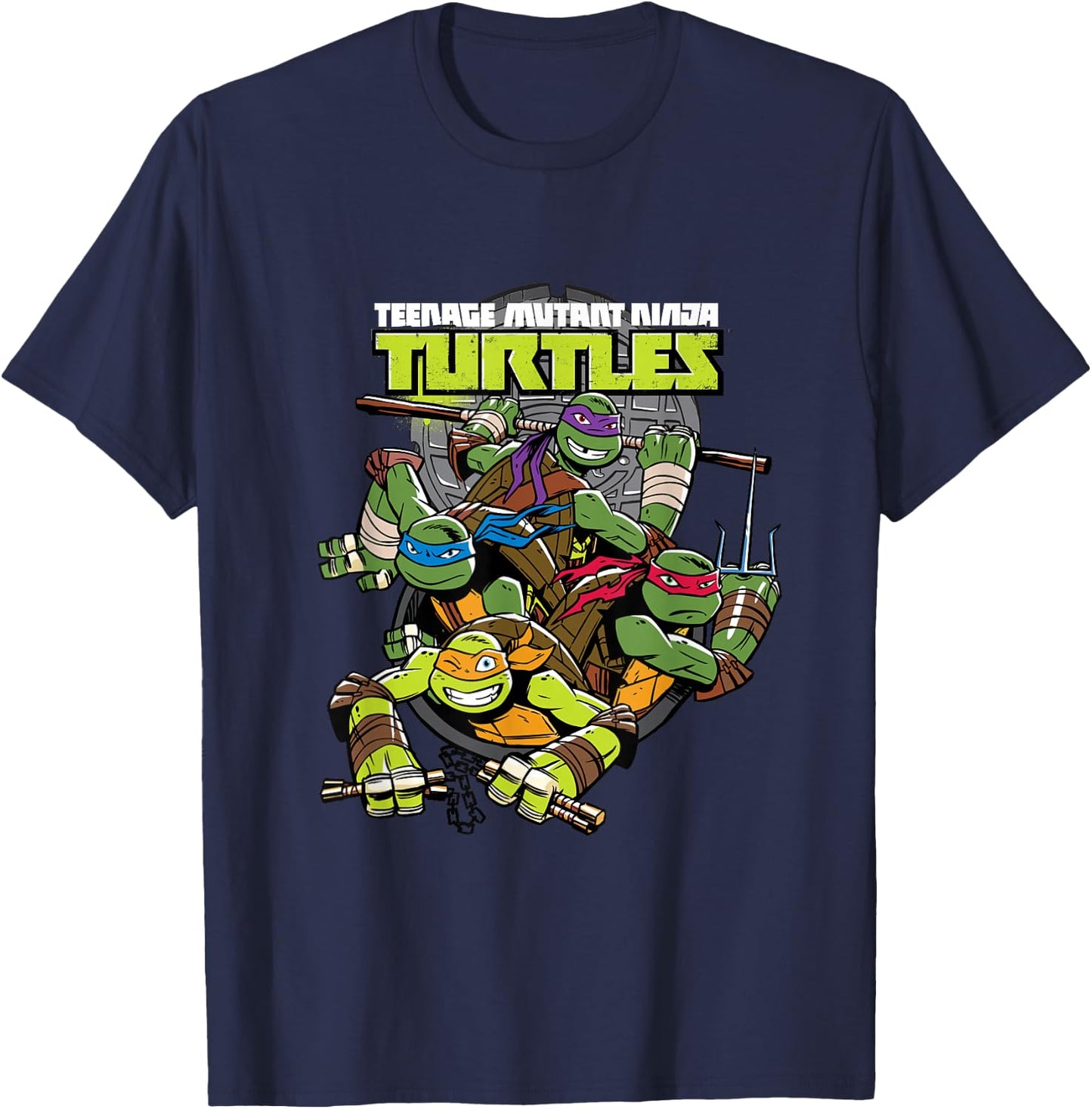 TMNT Popping Out Of Sewer T-Shirt - T-Shirt | Navy