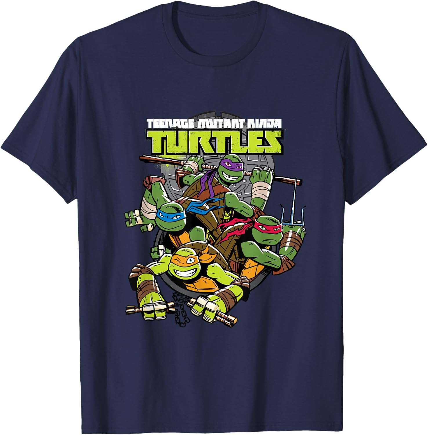 TMNT Popping Out Of Sewer T-Shirt - T-Shirt | Navy