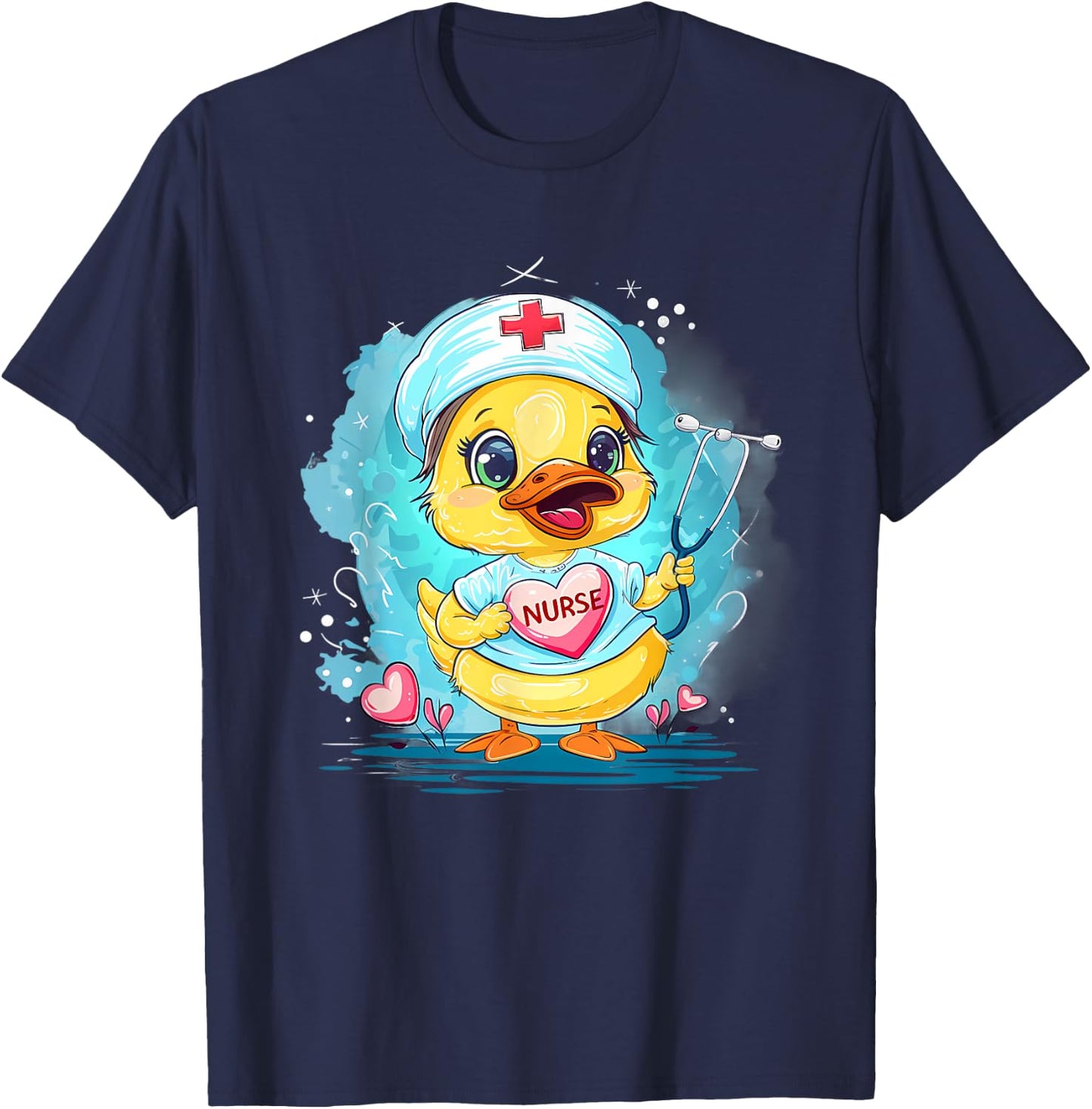 Rubber Duck Nurse Stethoscope Nursing Rubber Duck Lover T-Shirt - T-Shirt | Navy
