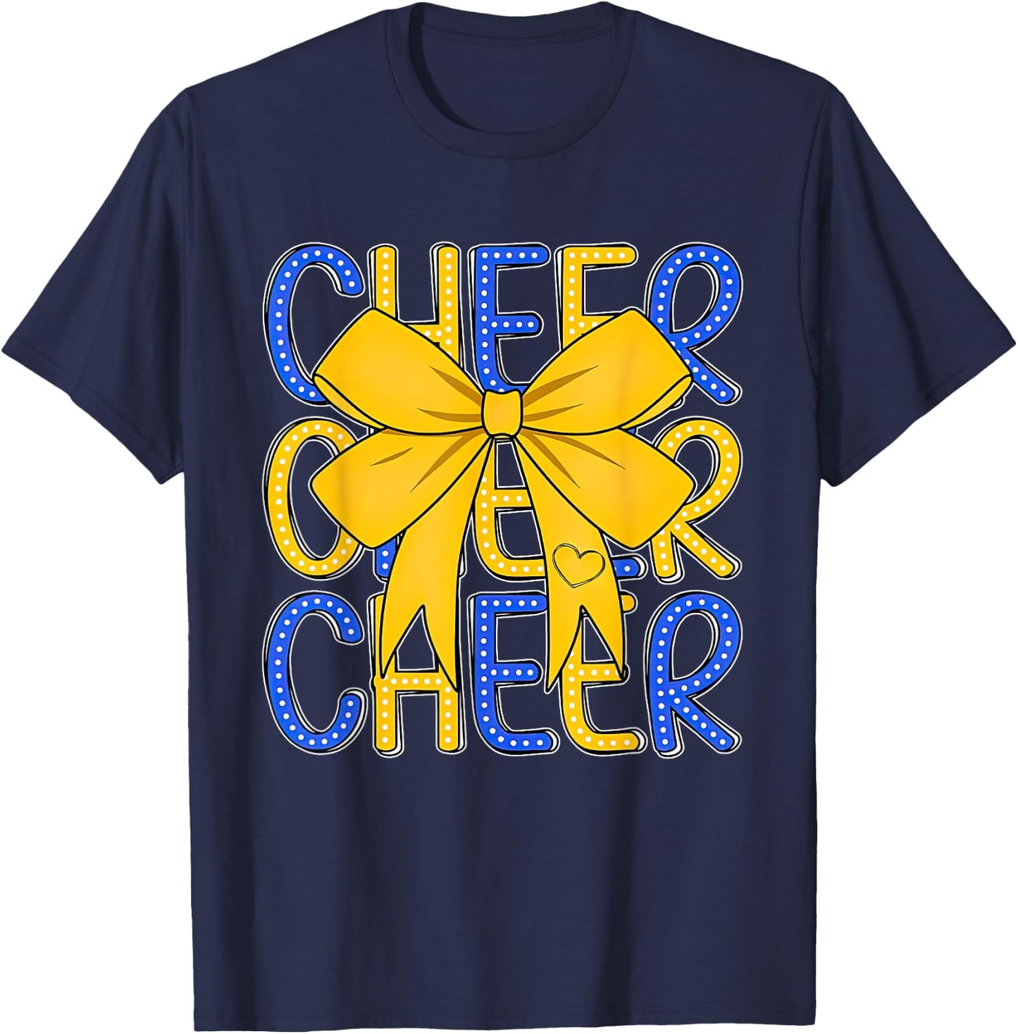 Game Day Football Coquette Bow Cheer Mom Cheer Girl T-Shirt - T-Shirt | Navy