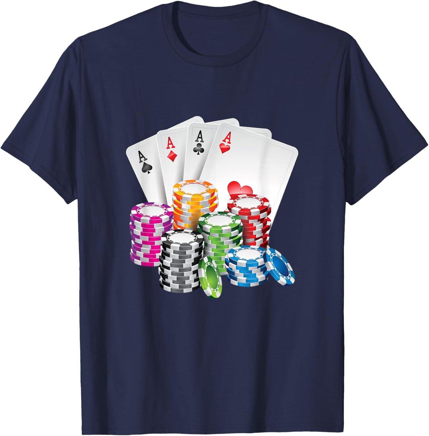 Poker Gambling Card Chips Casino Poker Holdem T-Shirt - T-Shirt | Navy