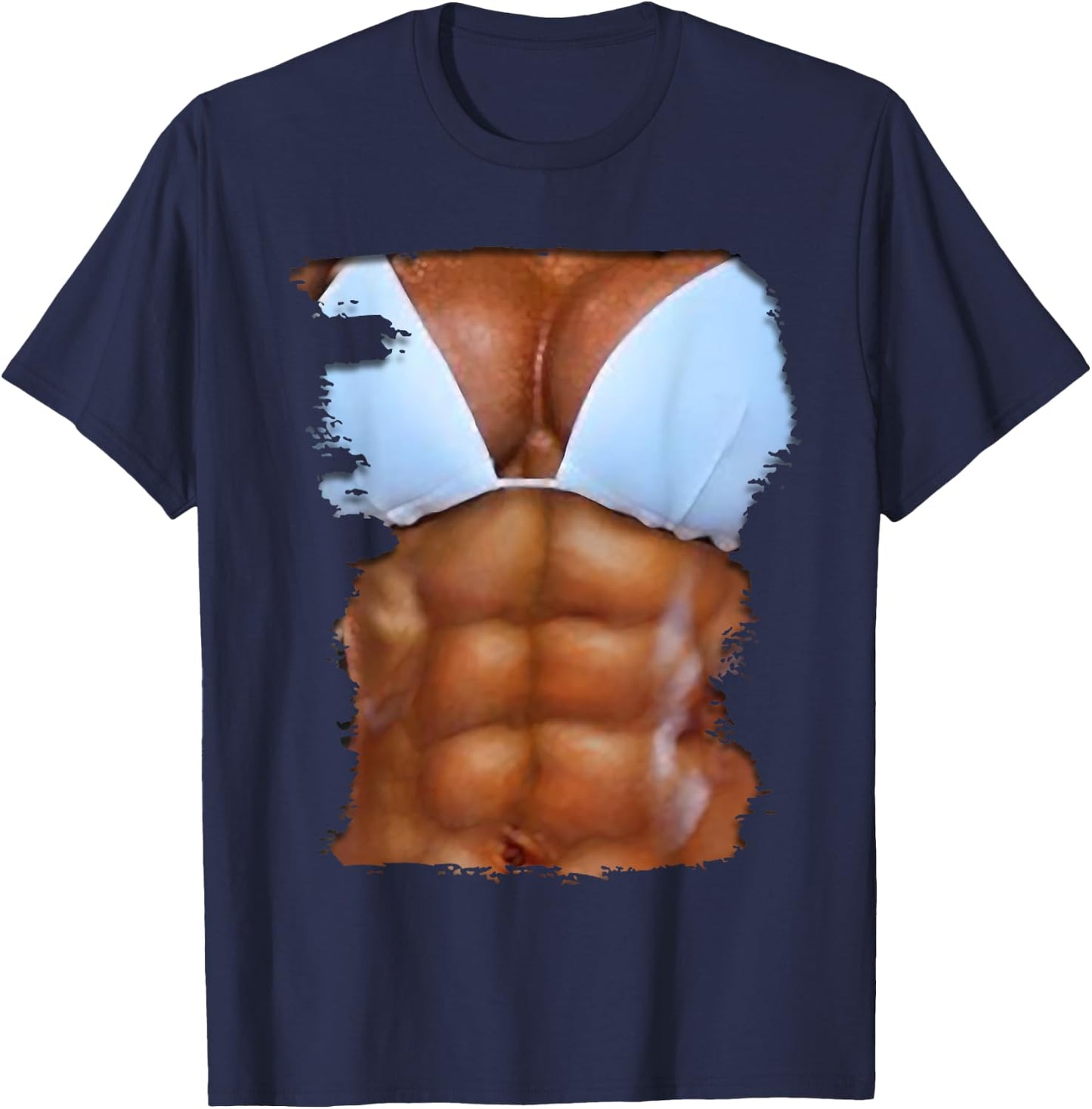 Fake Abs T Shirt Funny Bikini Body Muscle Six Pack 3D T-Shirt - T-Shirt | Navy