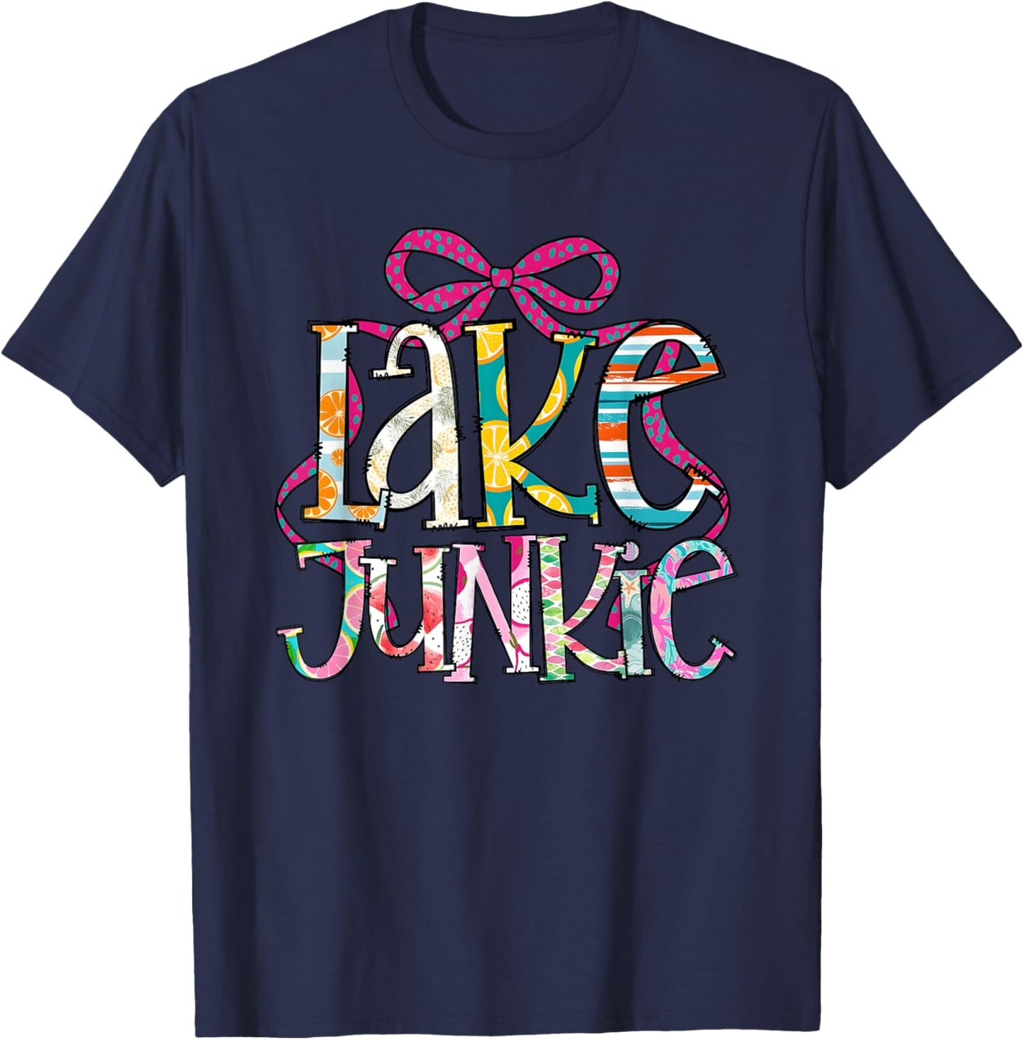 Lake Junkie, Retro Lake Life, Summer Lake Days Vacation T-Shirt - T-Shirt | Navy