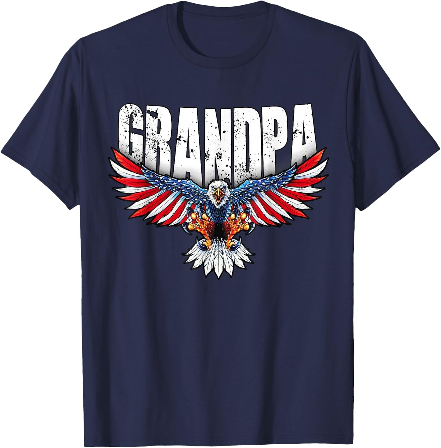 Grandpa Vintage USA Flag Bald Eagle Patriotic 4th of July T-Shirt - T-Shirt | Navy