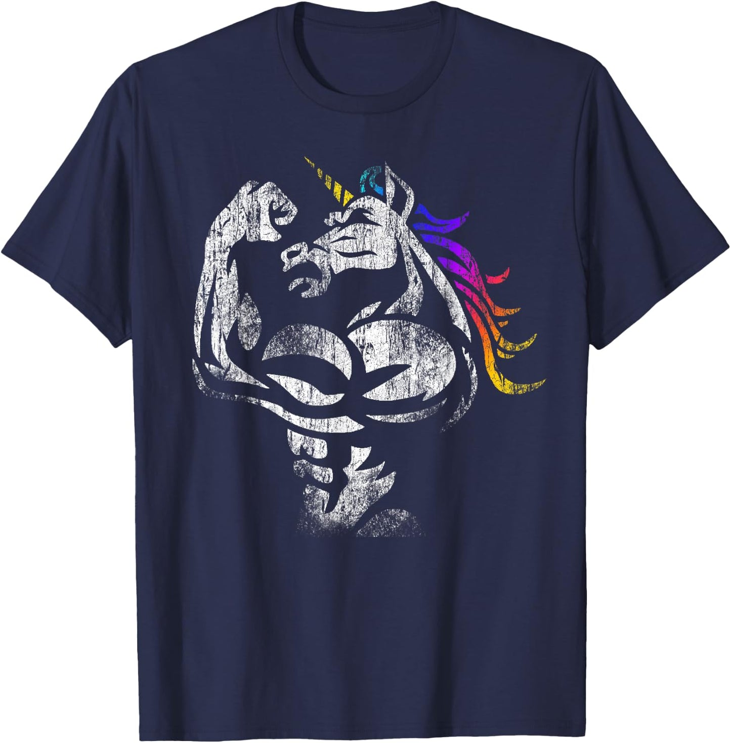 Unicorn Muscle Shirt Birthday Father's Day Gym T-Shirt - T-Shirt | Navy