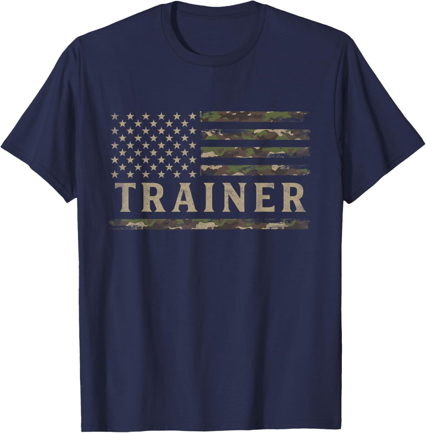 Camo Trainer Camourflage USA Flag Fathers Day Coach T-Shirt - T-Shirt | Navy
