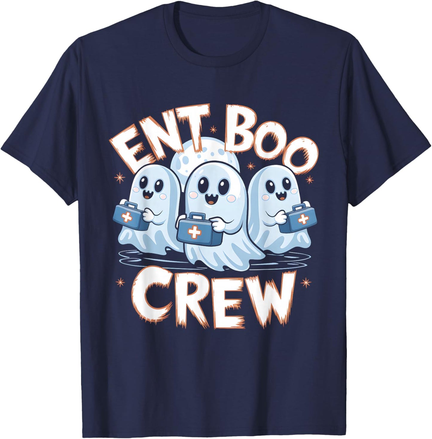Spooky ENT Boo Crew Halloween Nurse Practitioner T-Shirt - T-Shirt | Navy