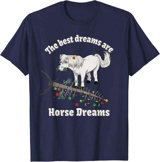Icelandic Horse riding Shetland Pony Christmas Dreams Gift T-Shirt - T-Shirt | Navy
