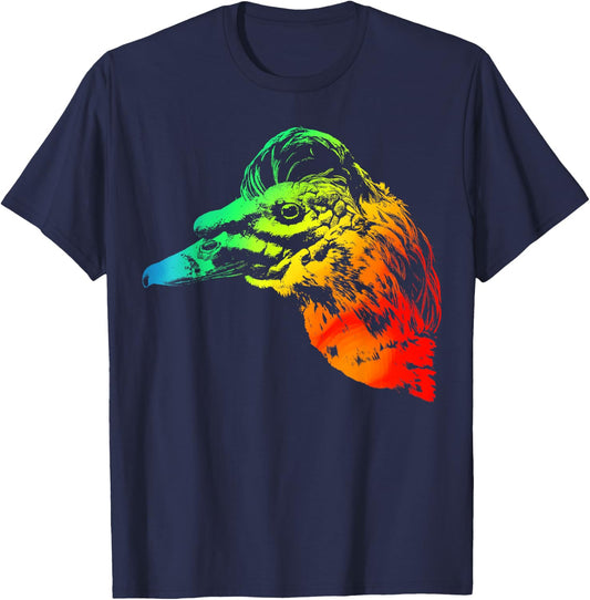 MUSCOVY DUCK Colorful Rainbow Retro T-Shirt - T-Shirt | Navy