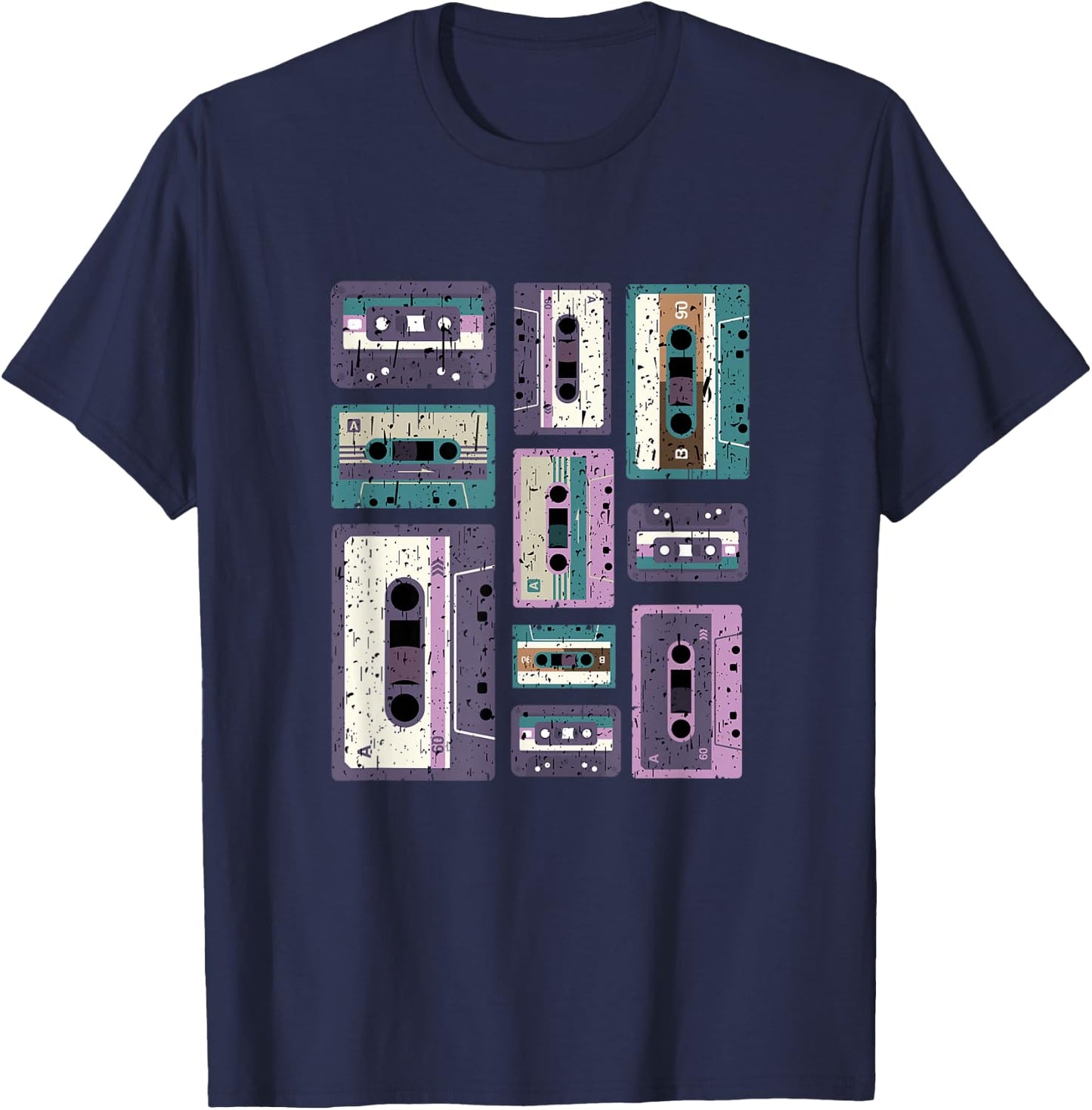 Vintage Cassette Tape Shirt Old School 80s 90s Retro Styled T-Shirt - T-Shirt | Navy