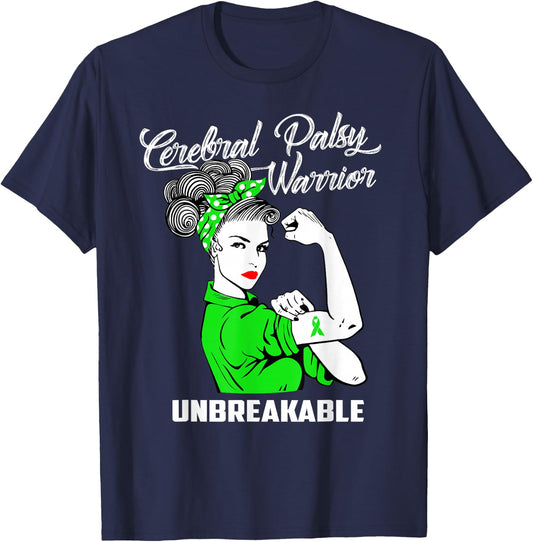 Cerebral Palsy Warrior Unbreakable CP Awareness Gift T-Shirt - T-Shirt | Navy
