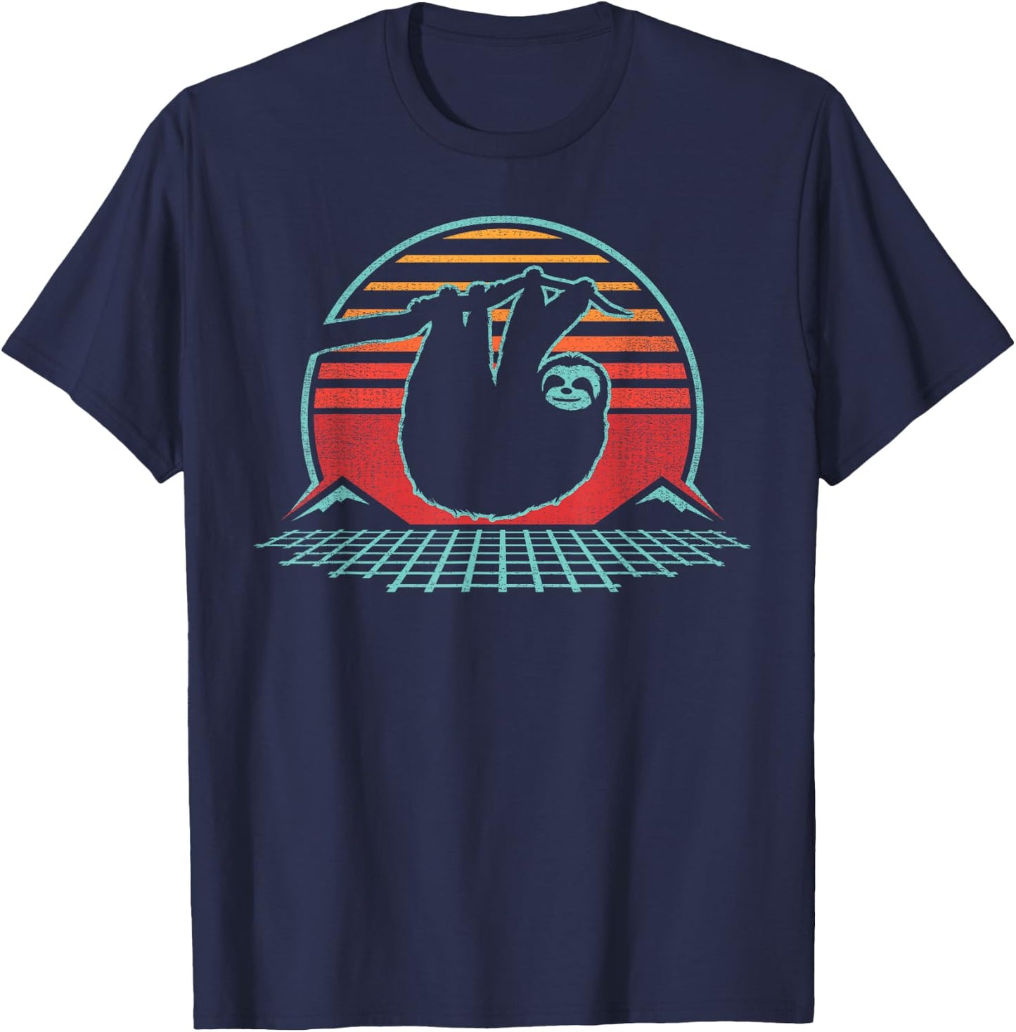 Sloth Lover Animal Retro Vintage 80s Style T-Shirt - T-Shirt | Navy