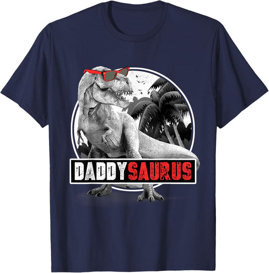 Daddysaurus T-Rex Dad Dinosaur Daddy Saurus Fathers Day T-Shirt - T-Shirt | Navy