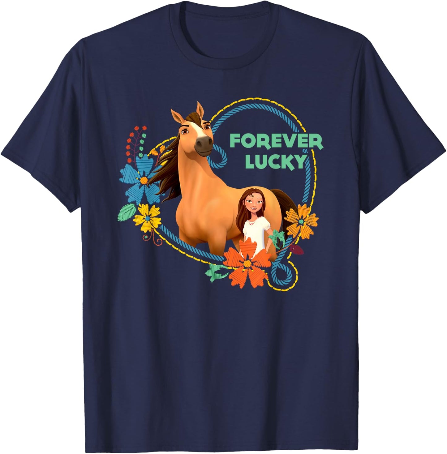 Spirit Riding Free Forever Happy T-Shirt - T-Shirt | Navy