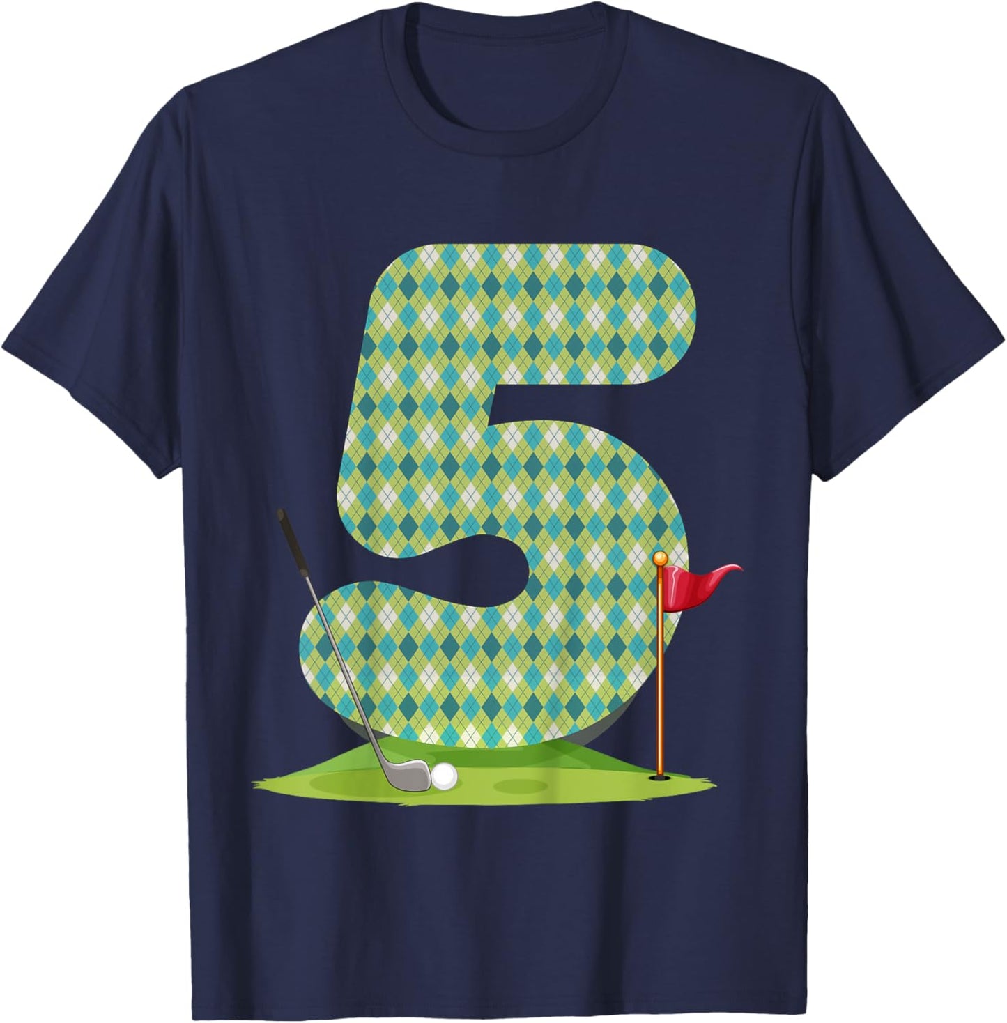 Kids Kids 5th Birthday Golf Funny Golfer 5 Years Old Golfing T-Shirt - T-Shirt | Navy