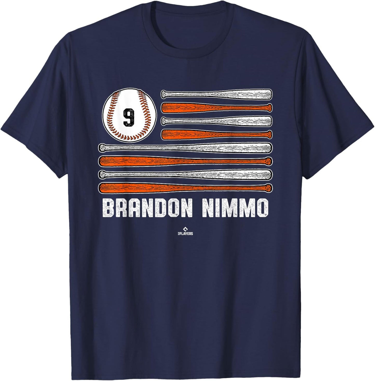 Baseball American Flag Brandon Nimmo New York Baseball MLBPA T-Shirt - T-Shirt | Navy