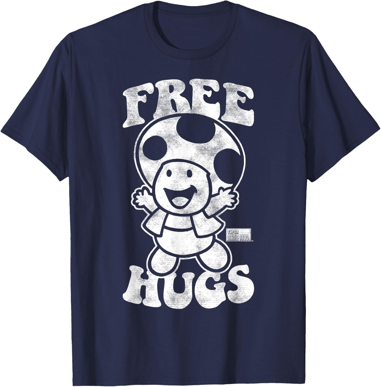 Nintendo Super Mario Toad Free Hugs Vintage Graphic T-Shirt - T-Shirt | Navy