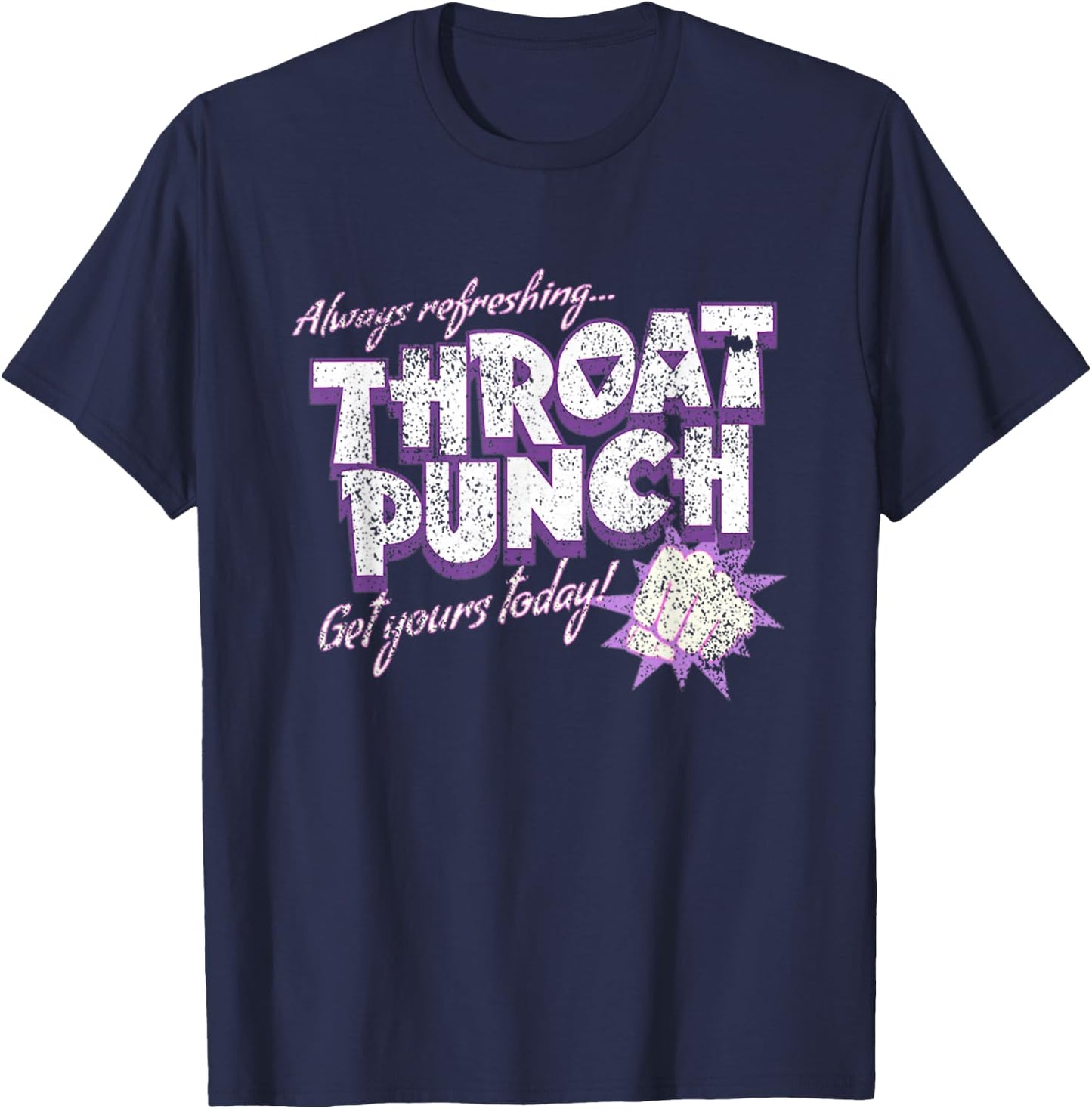 Distressed Refreshing Throat Punch Purple T-Shirt - T-Shirt | Navy