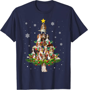 Cavalier King Charles Spaniel Christmas Tree xmas light gift T-Shirt - T-Shirt | Navy