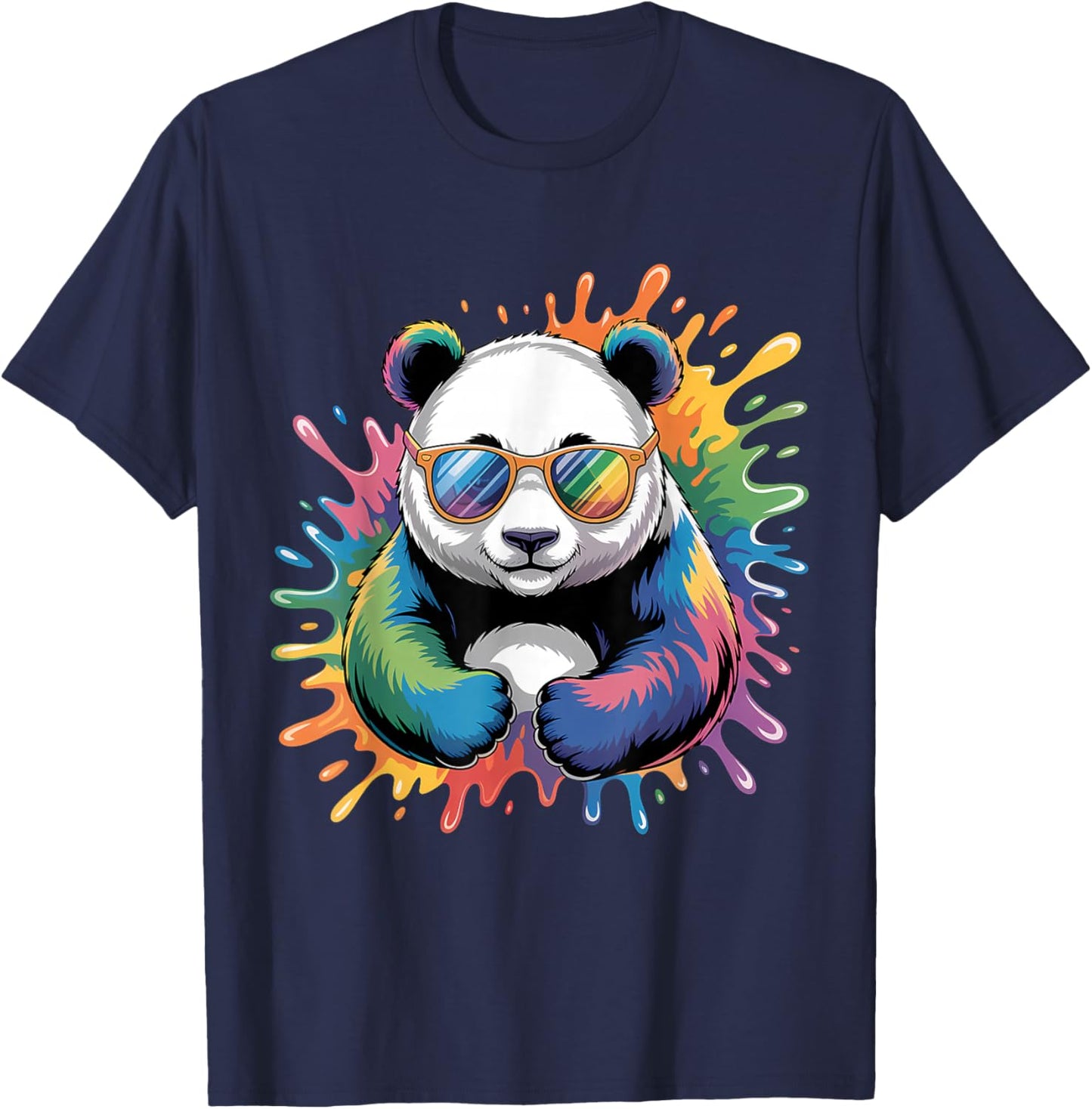 Panda with Sunglasses Graphic Motif Animal Funny Panda Bear T-Shirt - T-Shirt | Navy