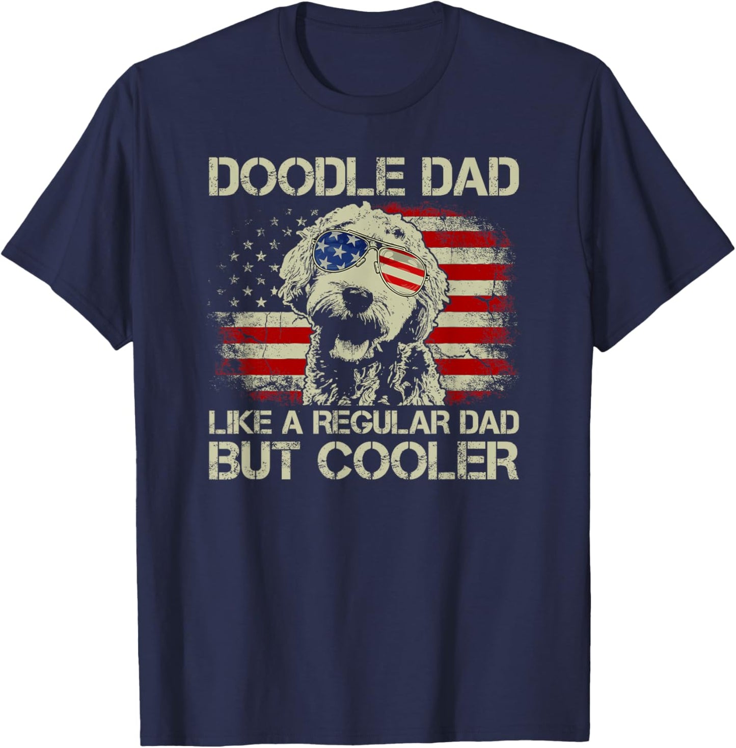 Vintage USA Flag Goldendoodle Doodle Dad Fathers Day T-Shirt - T-Shirt | Navy