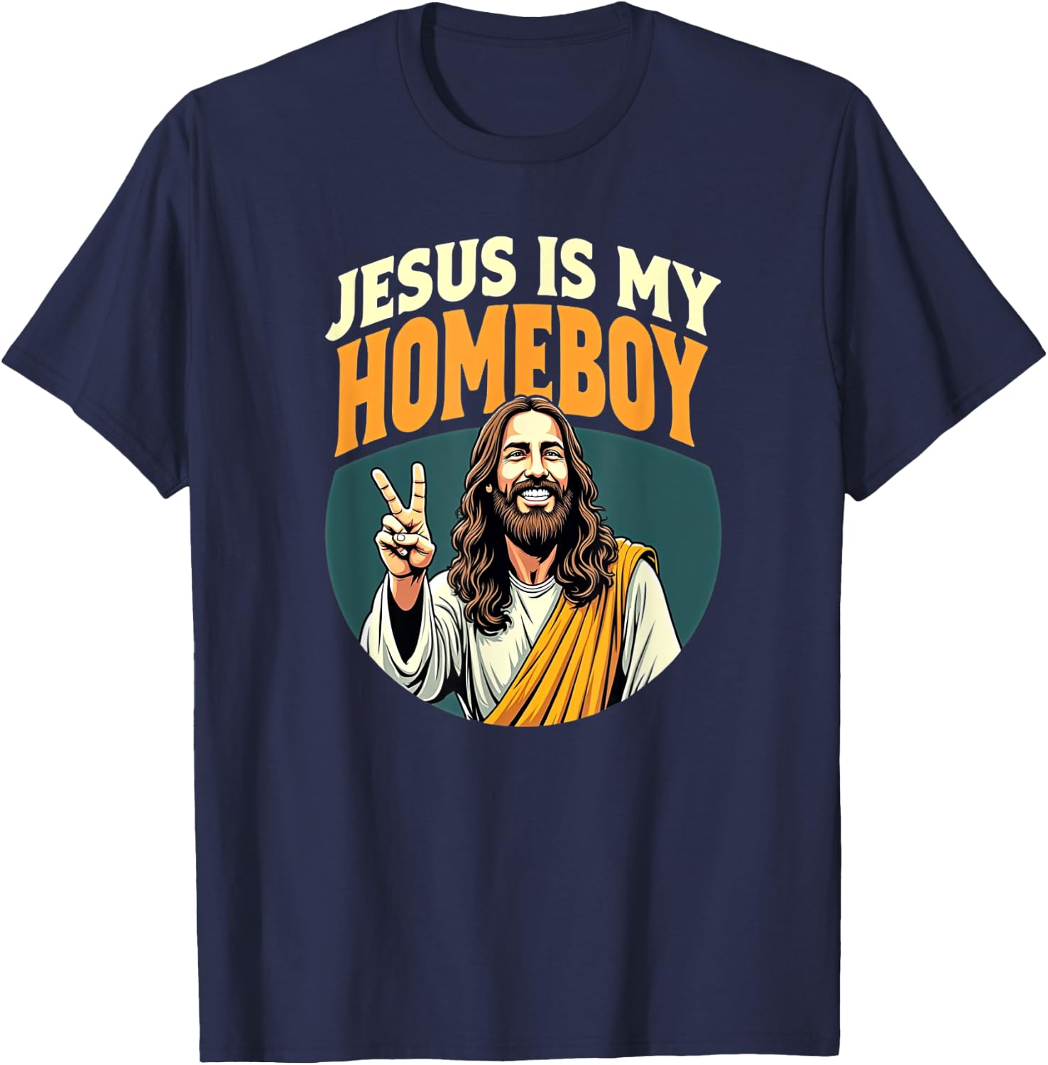 Tennessee Merchant Adults Jesus Is My Homeboy , Black, Small, Short Sleeve T-Shirt - T-Shirt | Navy