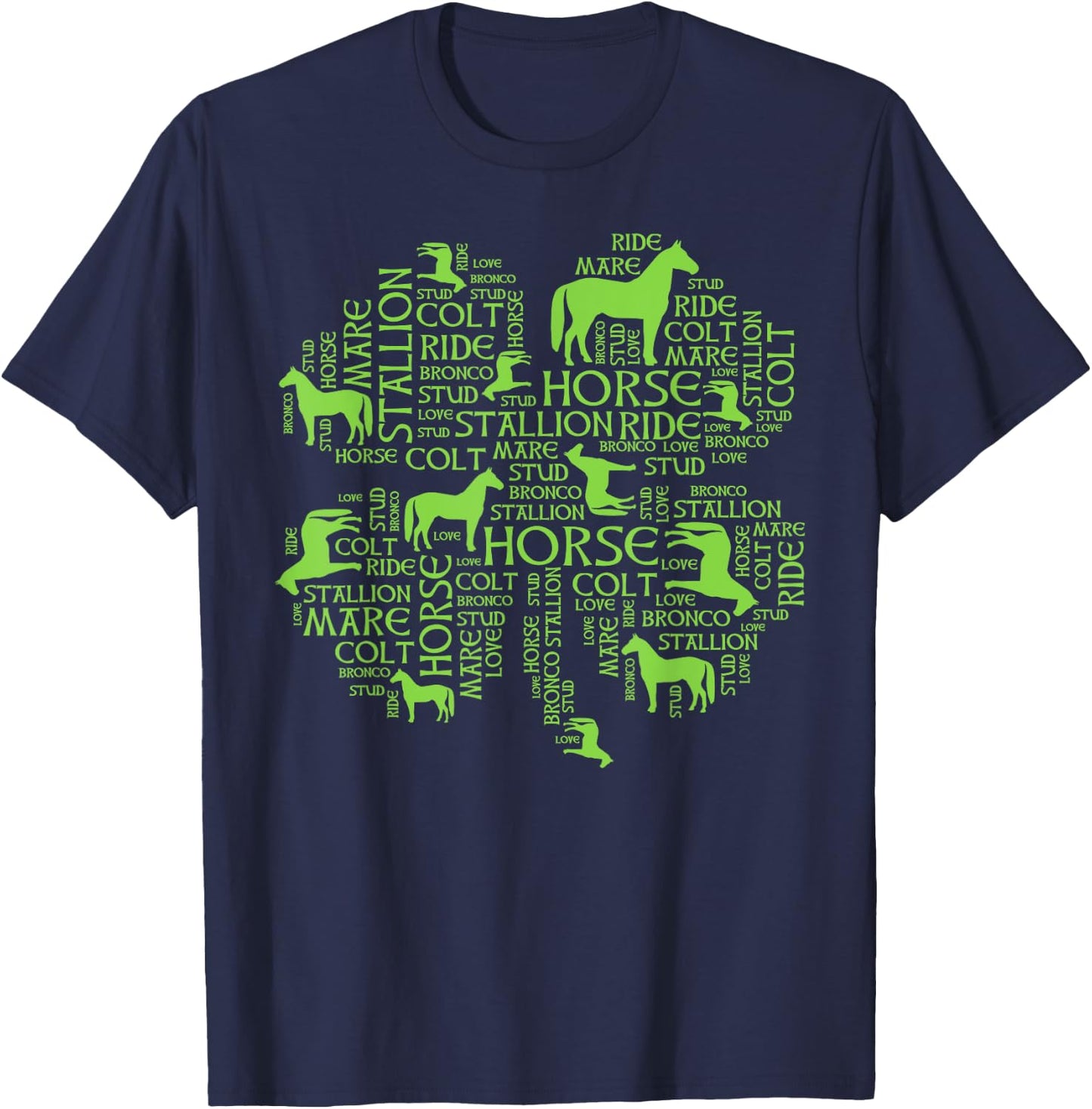 Horse St. Patrick's Day Irish - Clover T-Shirt - T-Shirt | Navy