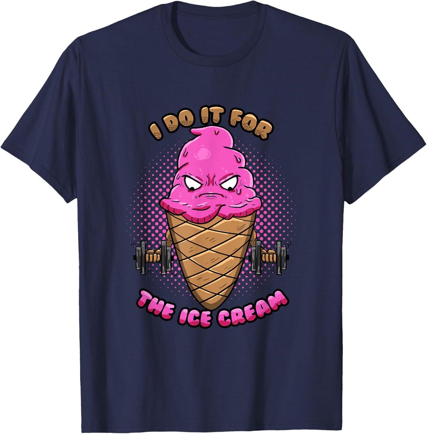 Strawberry Ice Cream Workout Funny Gym Fitness Gift T-Shirt - T-Shirt | Navy