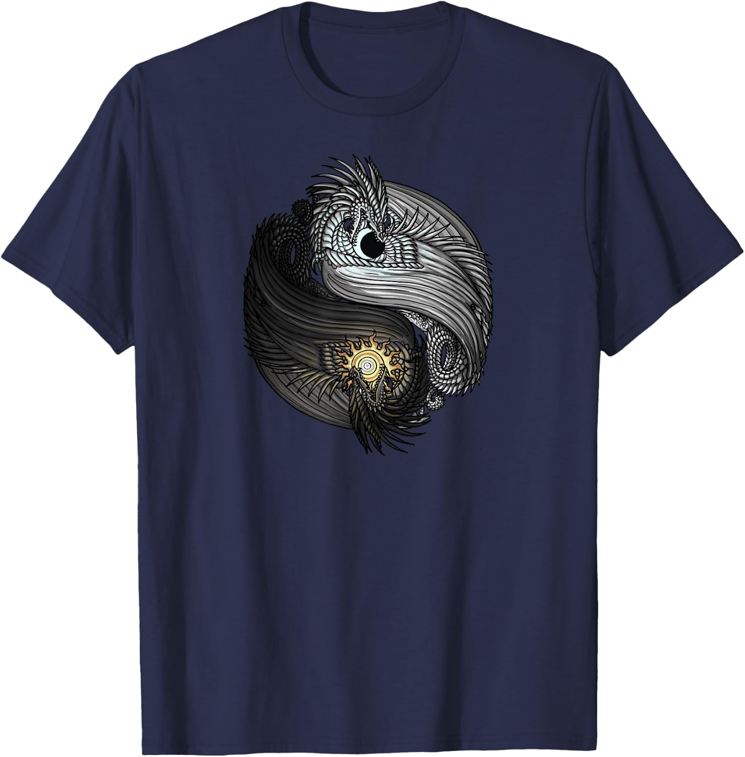 The Dreaming Dragon Sun and Moon Yin Yang Dragons T-Shirt - T-Shirt | Navy