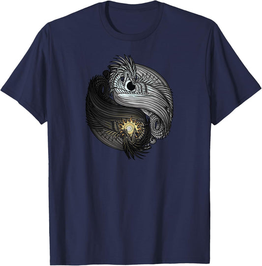 The Dreaming Dragon Sun and Moon Yin Yang Dragons T-Shirt - T-Shirt | Navy