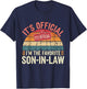 Funny Family Vintage Retro It's Official I'm The Favorite Son-In-Law -Adults, -Kids T-Shirt - T-Shirt | Navy