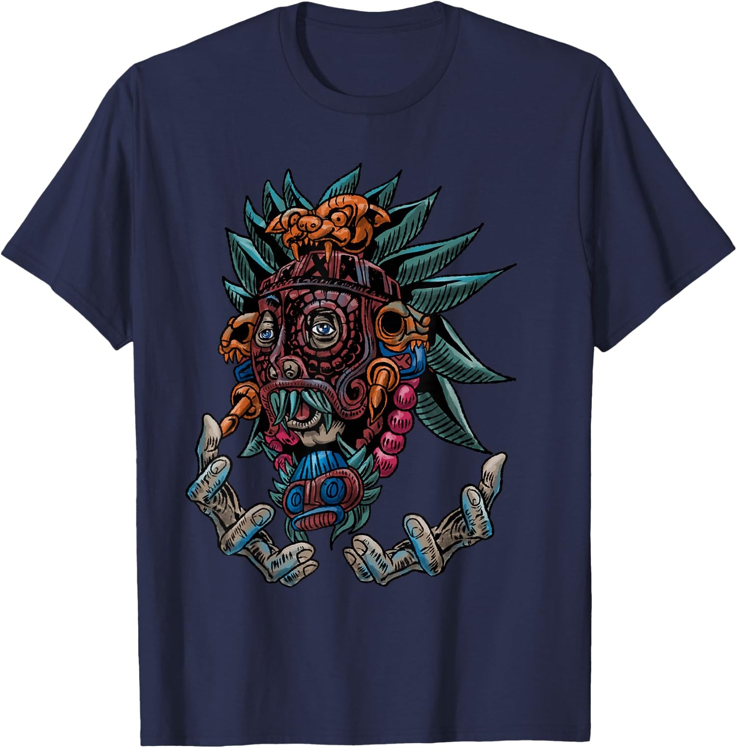 Aztec Warrior Cool Shaman Guardian Inca Maya Gift T-Shirt - T-Shirt | Navy